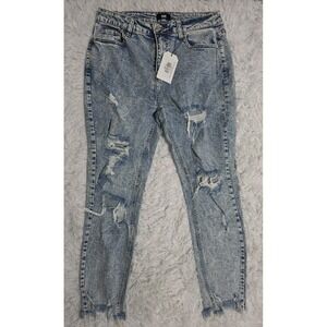 I & M Black Label slim fit tapered leg Womens size 11 blue denim jeans Stonewash